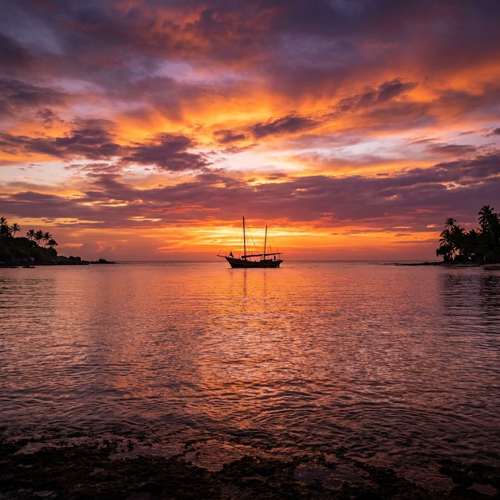 Ocean sunset horizon